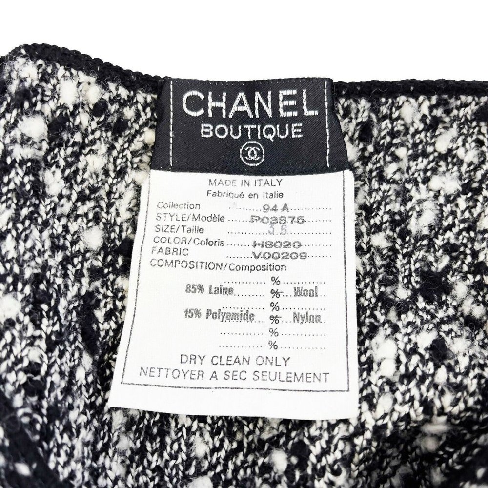 CHANEL - 94A Knit Clear Sequin Dress - Black & White - 38 US 6 - Picture 9 of 12